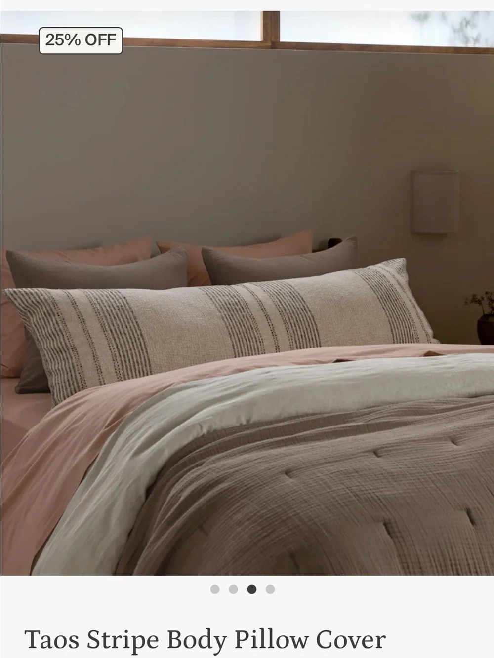 ISO Parachute Taos Stripe Body Pillow Cover in Natural and Gray